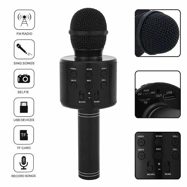 WS858 Wireless Bluetooth Karaoke Microphone - Gold — photo 3
