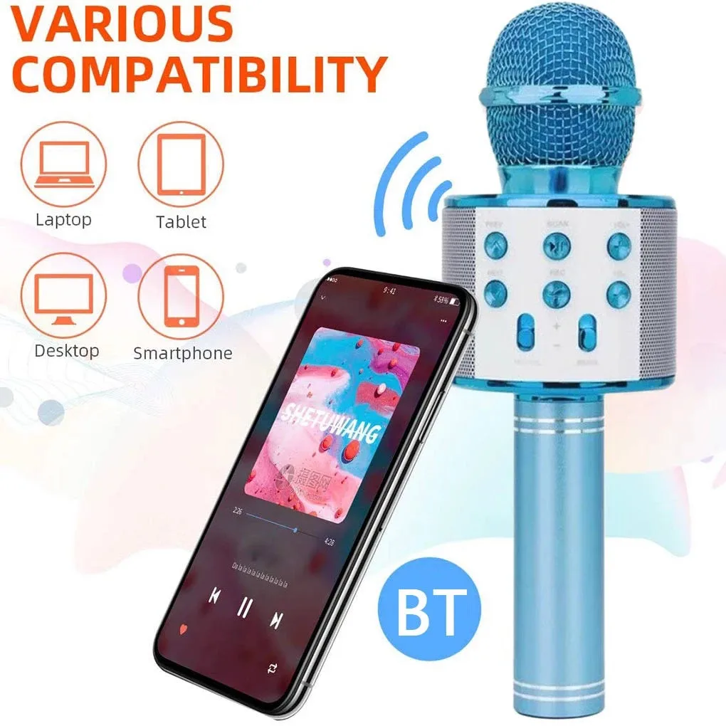 WS858 Wireless Bluetooth Karaoke Microphone - Blue β photo 2