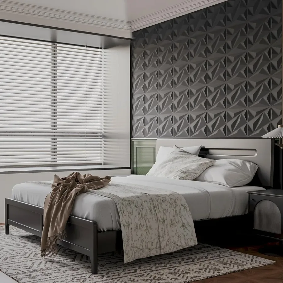 PVC 3D Black Or White Diamond Wall Panels - White — photo 6