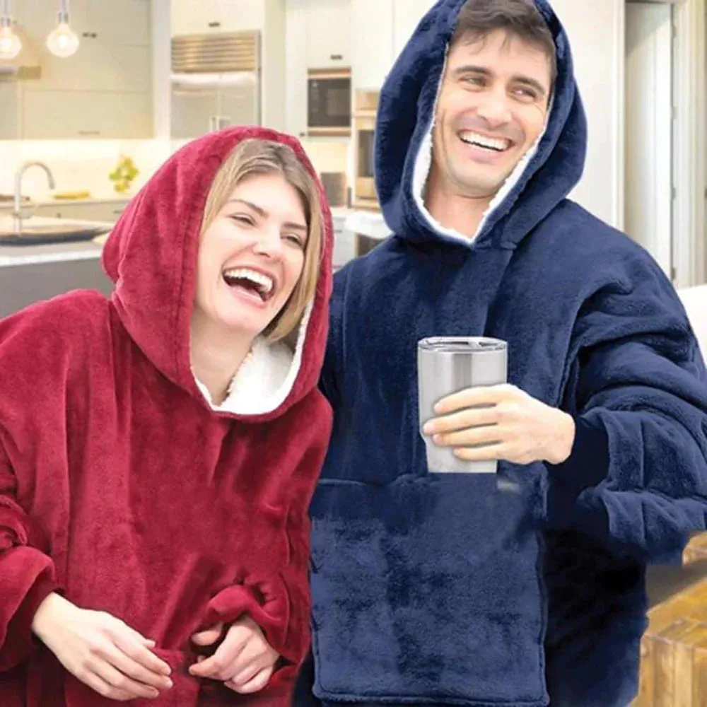 Ultra Plush Blanket Hoodie, Huggle Hoodie, Free Size Fits All - Dark Grey