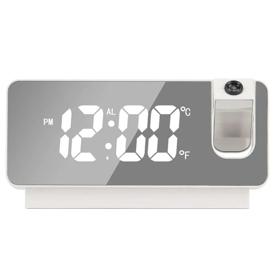 LED Digital Projector Projection Snooze Dual Alarm Clock Timer - White - Black and Red β photo 5