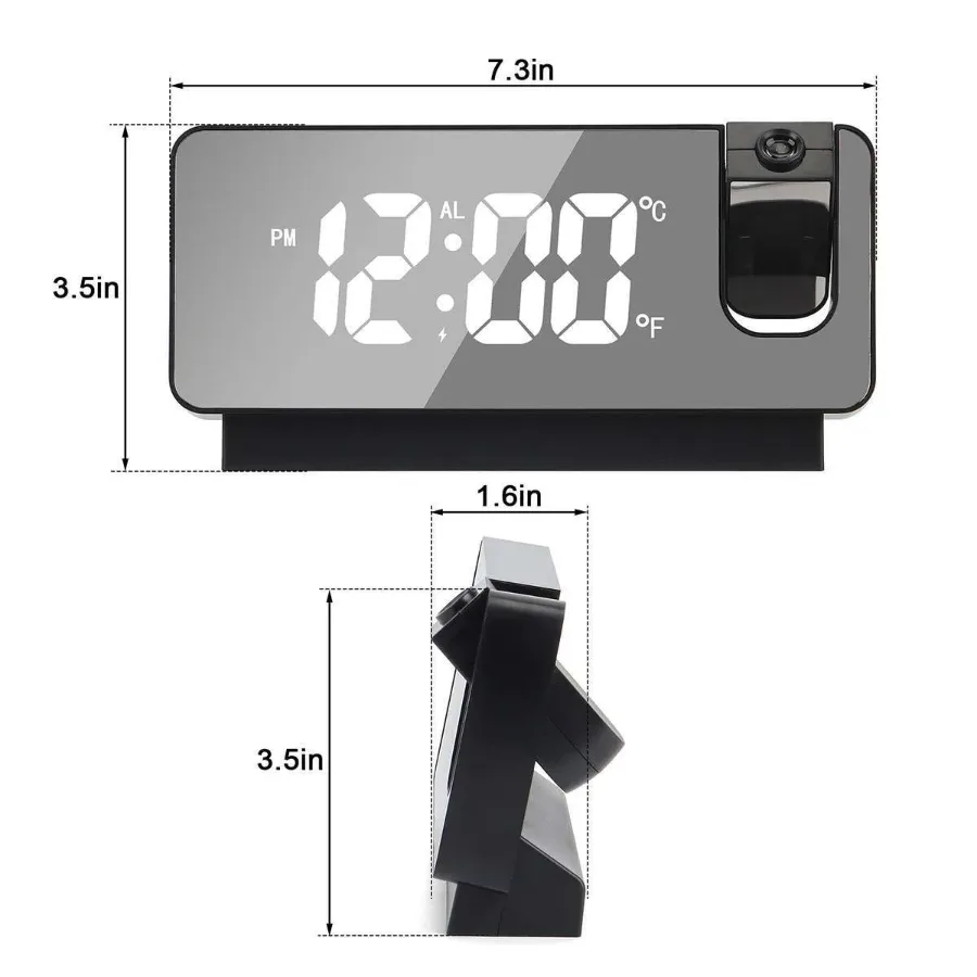 LED Digital Projector Projection Snooze Dual Alarm Clock Timer - White - Black and Red — photo 8