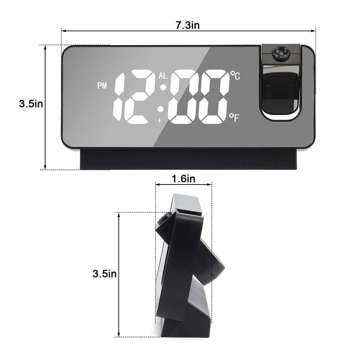 LED Digital Projector Projection Snooze Dual Alarm Clock Timer - White - Black and White — photo 8