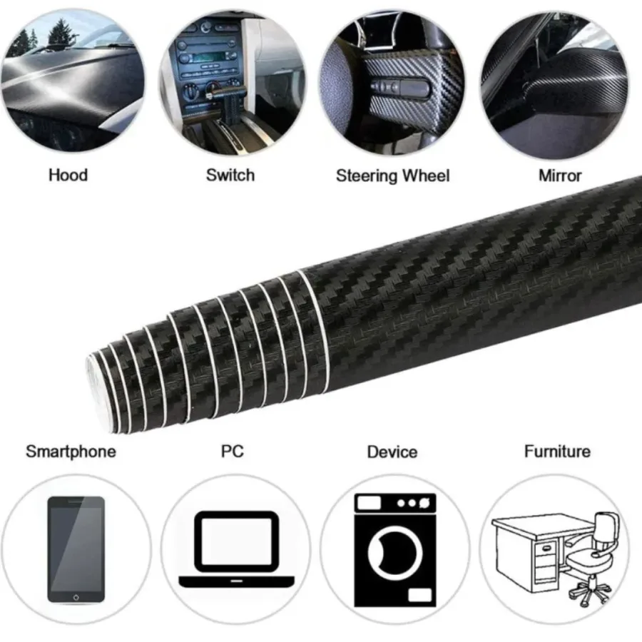 3D Carbon Fiber Car Sticker Waterproof Car Loading Edge - Door Sill - Paint Protection Film (L200 x W25)cm - Grey — photo 4