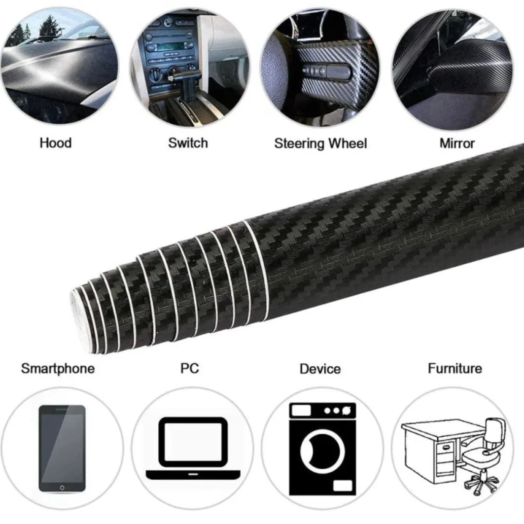 3D Carbon Fiber Car Sticker Waterproof Car Loading Edge - Door Sill - Paint Protection Film (L200 x W25)cm - Red β photo 4