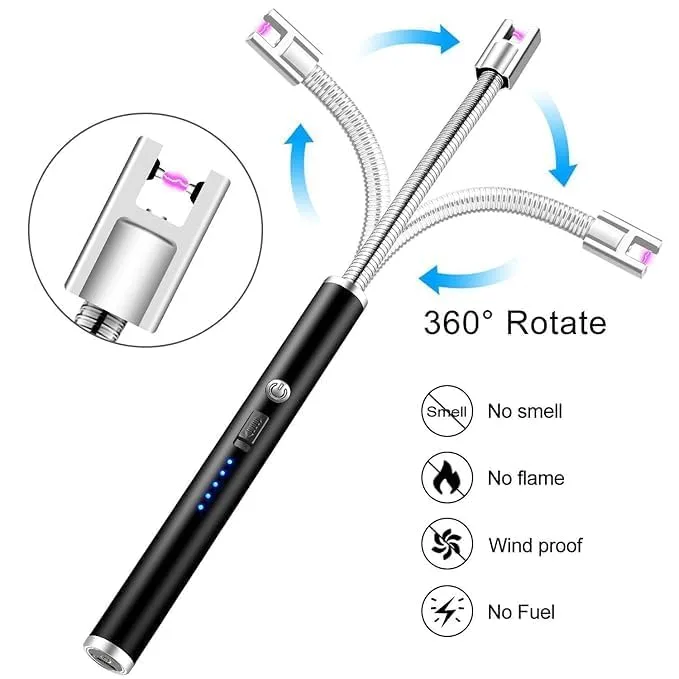 Rechargeable Electric Lighter, Windproof, Flexible Neck - Blue β photo 3