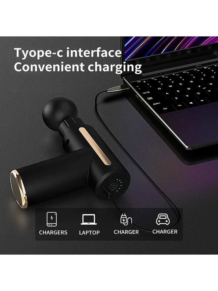 Rechargeable Mini Muscle Massage Gun With 6 Gears And 4 Massage Heads - Green β photo 3