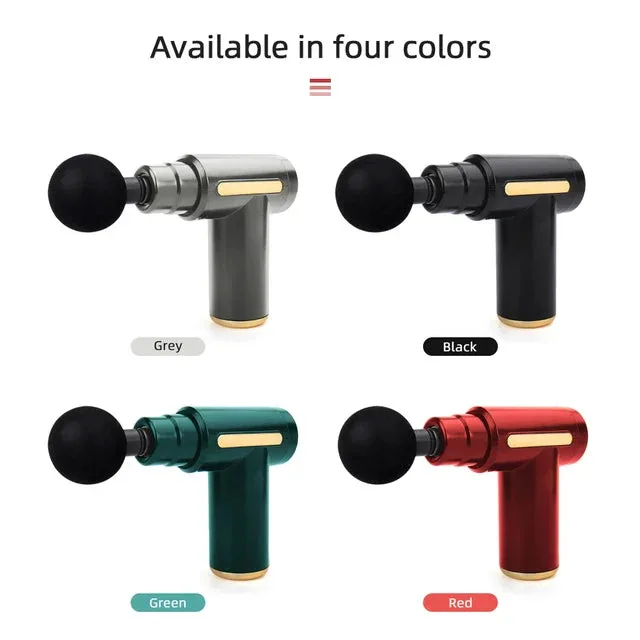 Rechargeable Mini Muscle Massage Gun With 6 Gears And 4 Massage Heads - Black β photo 6