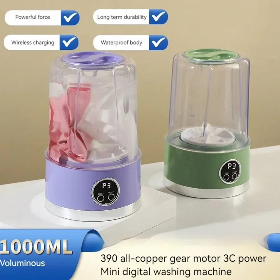 1L Small Washing Machine Rechargeable Washer - White β photo 2