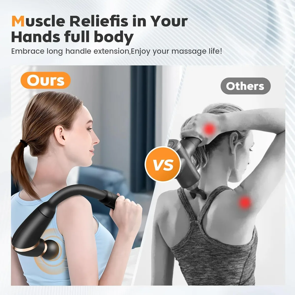 Deep Tissue Massage Gun with Upgraded Extension Handle - Blue — photo 5