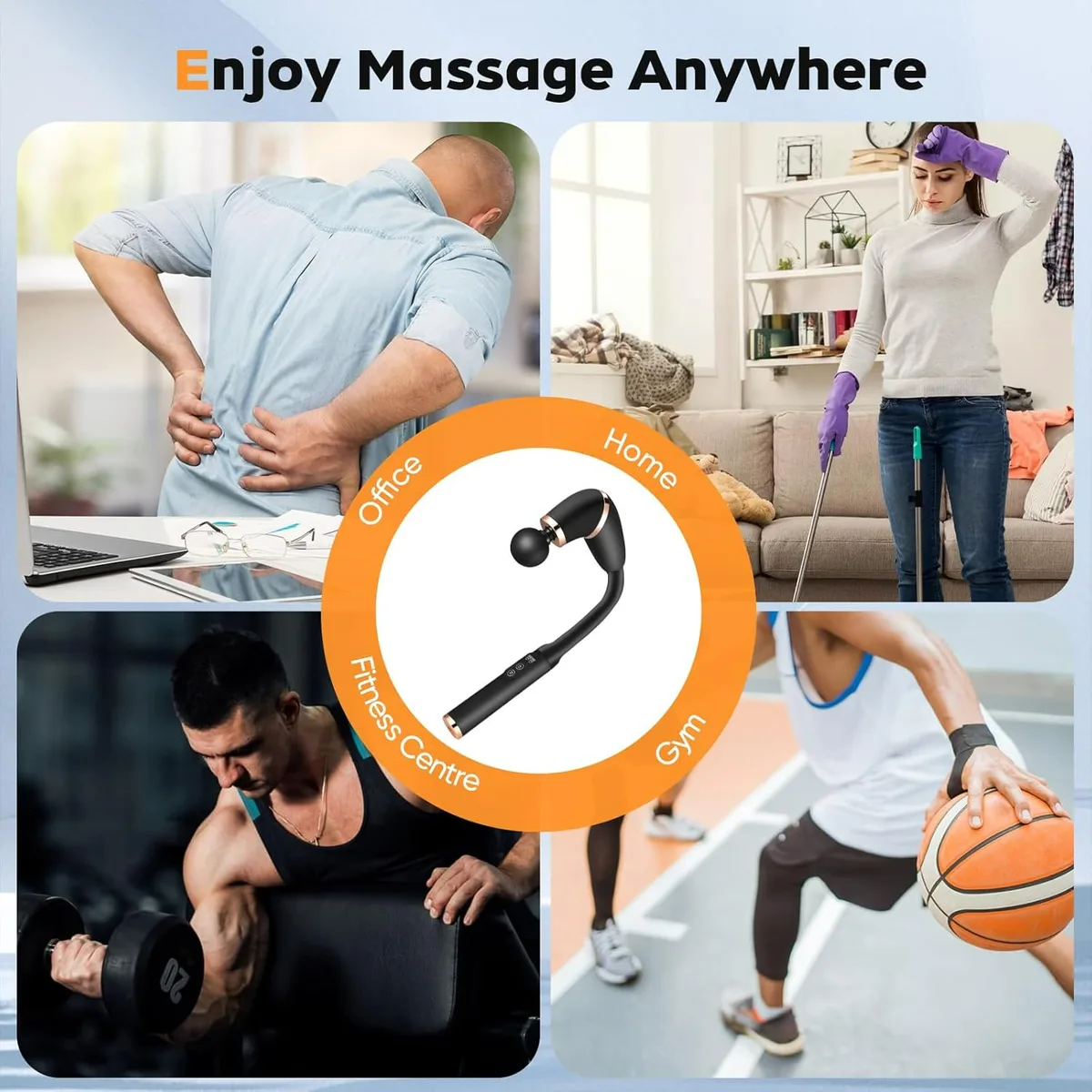 Deep Tissue Massage Gun with Upgraded Extension Handle - Blue β photo 6