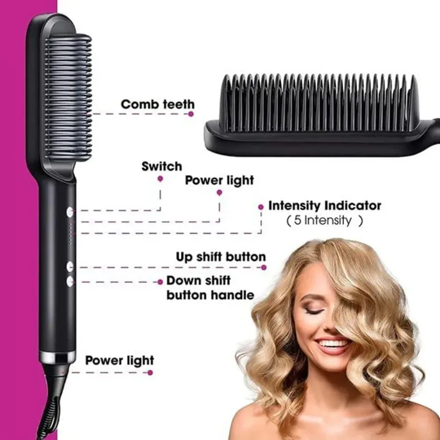 Hair Straightener comb for women & men - Red β photo 2