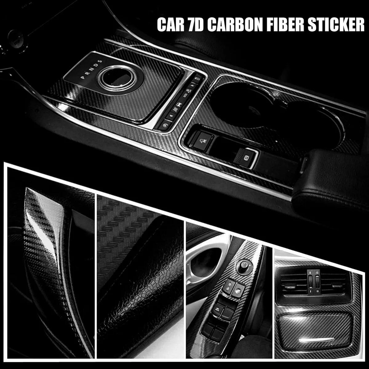 7D Carbon Fiber Vinyl Wrap, Self Adhesive Film, Waterproof Wrap Roll - Red