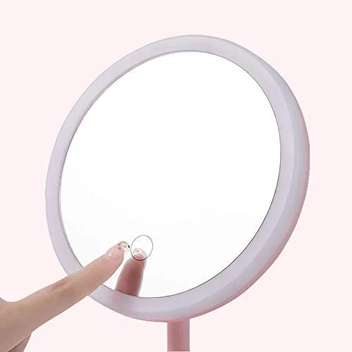 Portable Magnifying Makeup Mirror with Rechargeable LED Lights - Pink — photo 4