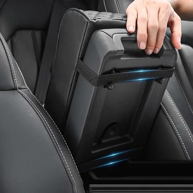 Car Console Armrest Cover with Memory Foam Cushion & Tissue Storage - Black β photo 3