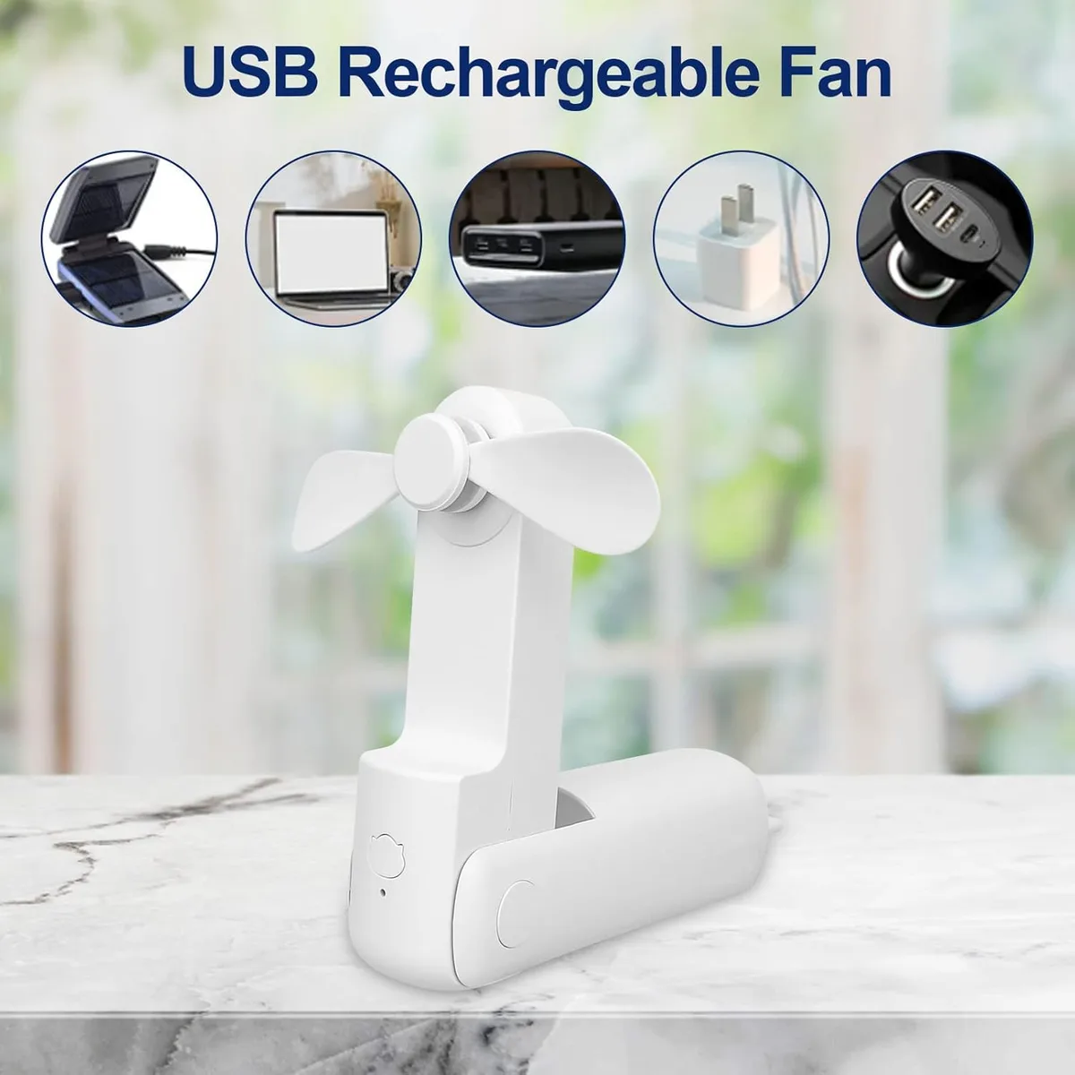 2 in 1 PowerBank Mini Handheld Fan – USB Rechargeable, Foldable & Portable Pocket Fan, Quiet Operation for Travel, Home & Outdoor - Black — photo 5