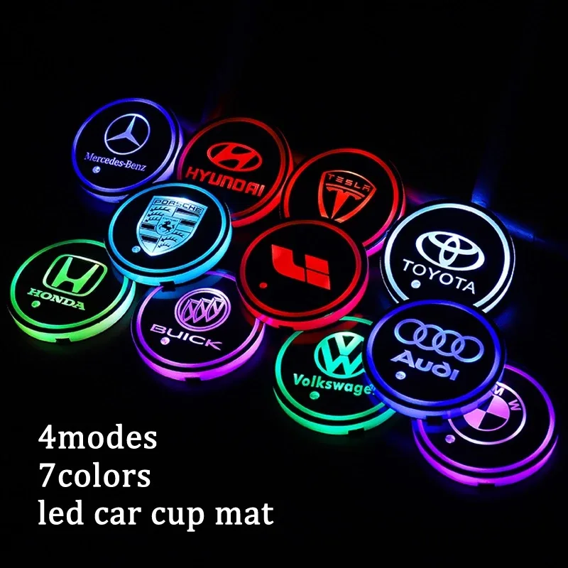 Car LED Light Cup Mat – 7 Color Atmosphere Pad - Hyundai