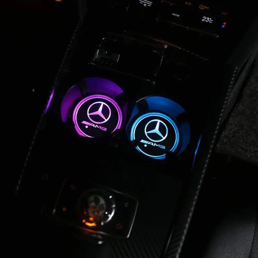 Car LED Light Cup Mat – 7 Color Atmosphere Pad - Porsche — photo 6