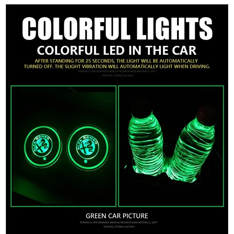 Car LED Light Cup Mat – 7 Color Atmosphere Pad - Audi — photo 5