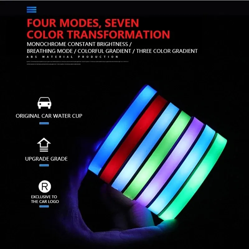 Car LED Light Cup Mat – 7 Color Atmosphere Pad - Ford — photo 2
