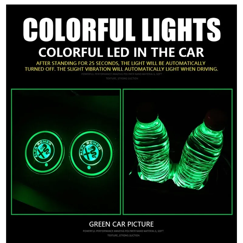 Car LED Light Cup Mat – 7 Color Atmosphere Pad - Ford — photo 5