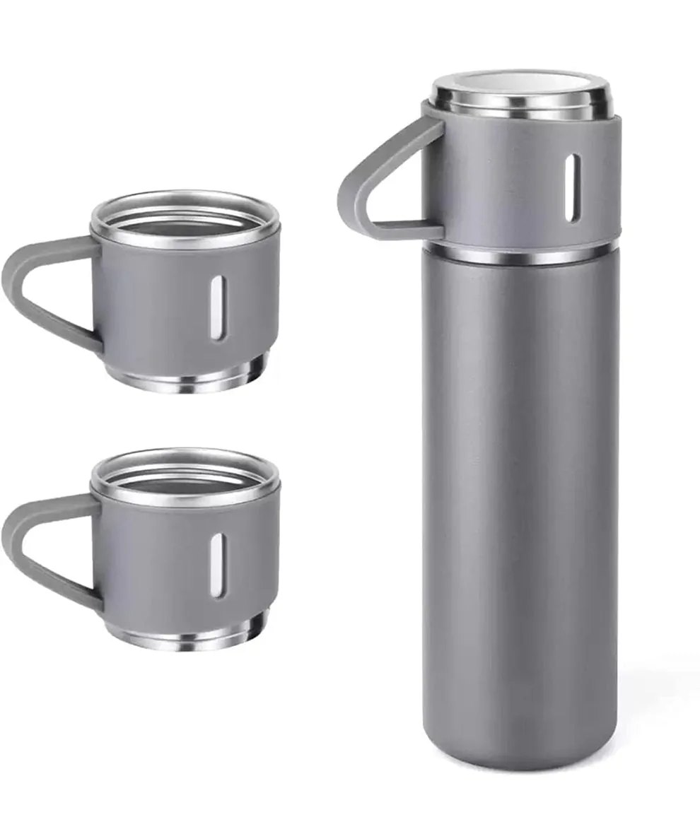 Thermos With Cups Double Wall Stainless Steel 500ml Vacuum Flask - Darkblue β photo 8