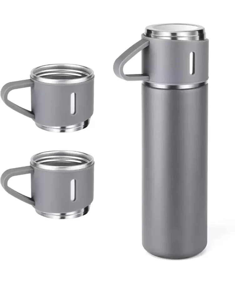 Thermos With Cups Double Wall Stainless Steel 500ml Vacuum Flask - Black — photo 8