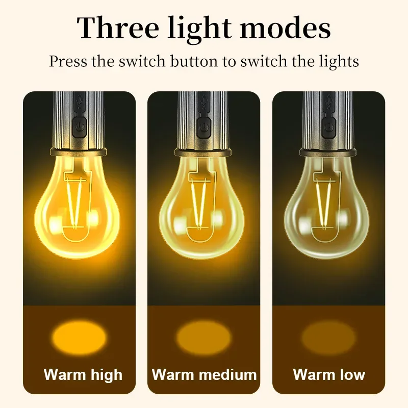 Portable Camping Lamp 600mAh LED with Hanging Portable Lighting Type C Charging Waterproof - T03 β photo 3