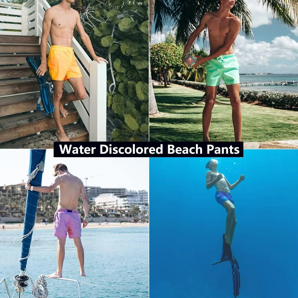 Color Changing Swimming Trunks for Men - Orange / M