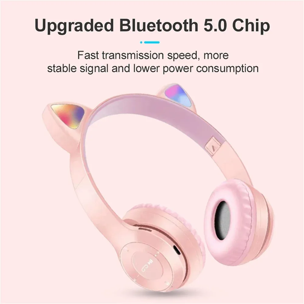 Cat Ears Bluetooth Wireless Headphone With Mic - White — photo 9