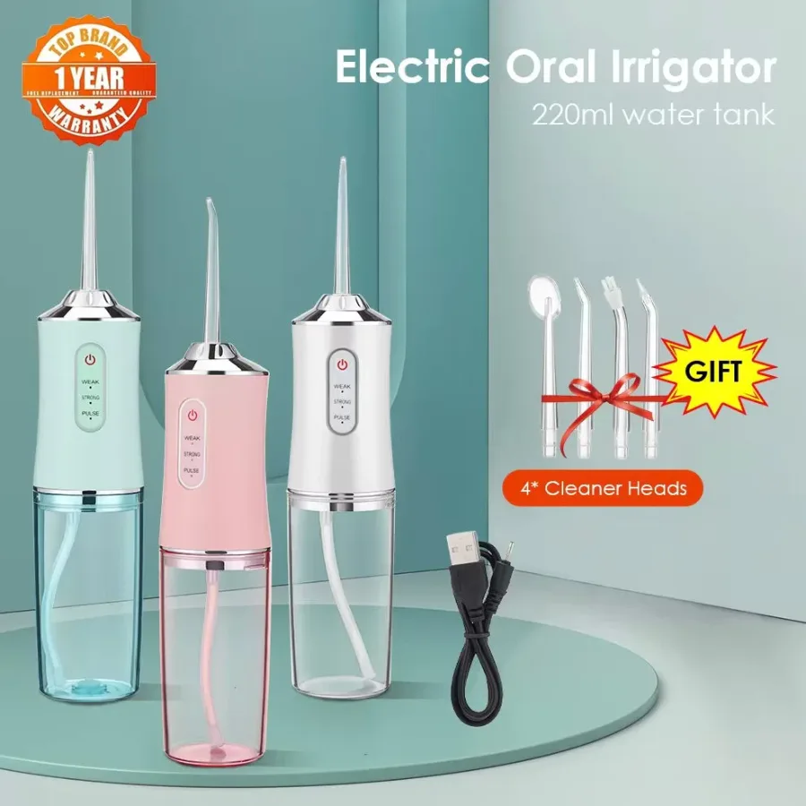 Professional Oral Irrigator for Teeth & Gums with 4 Jet Tips, 3 Modes & 360° Rotation , Water Dental Flosser - Green — photo 2