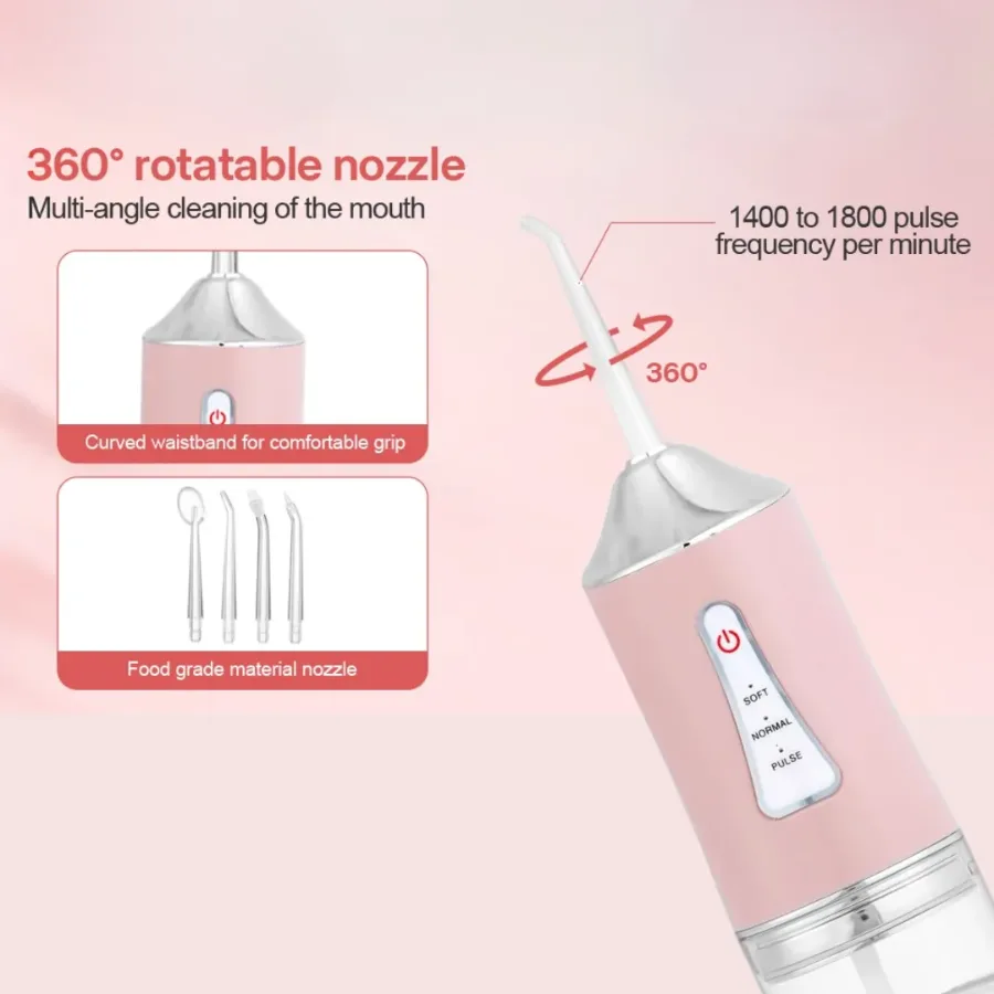 Professional Oral Irrigator for Teeth & Gums with 4 Jet Tips, 3 Modes & 360° Rotation , Water Dental Flosser - Green — photo 6