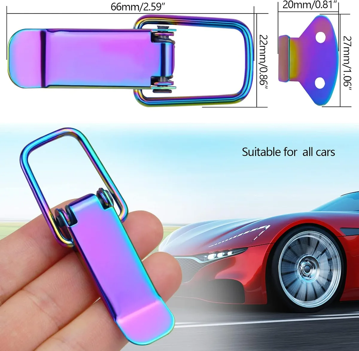 2PCS Colorful Stainless Steel Bumper Quick Release Fasteners – Universal Front & Rear Car Clips - Silver — photo 6
