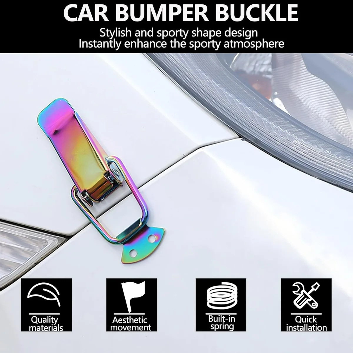 2PCS Colorful Stainless Steel Bumper Quick Release Fasteners – Universal Front & Rear Car Clips - Gold — photo 3