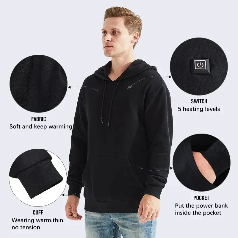 Self-Heating Hoodies for Men Women - Black / L β photo 3