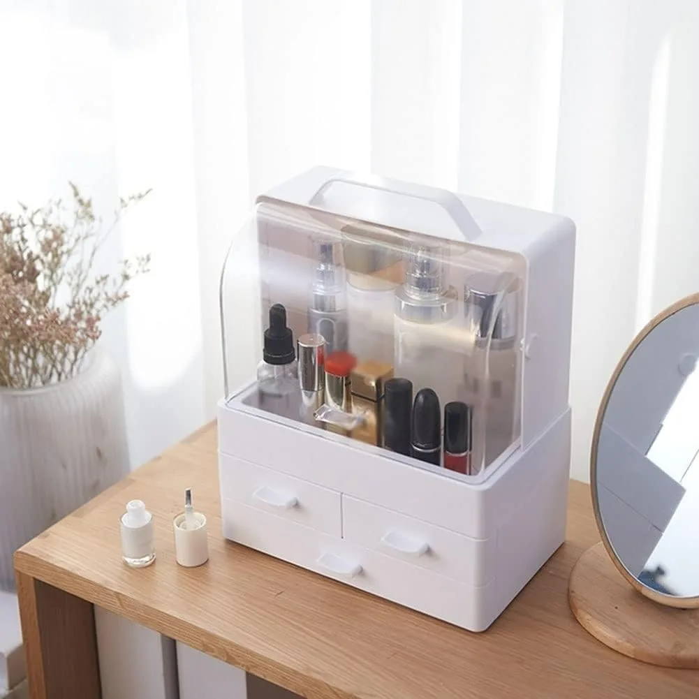 Makeup Organiser, Portable Skin Care Display Case with 3 Drawer - Pink — photo 2