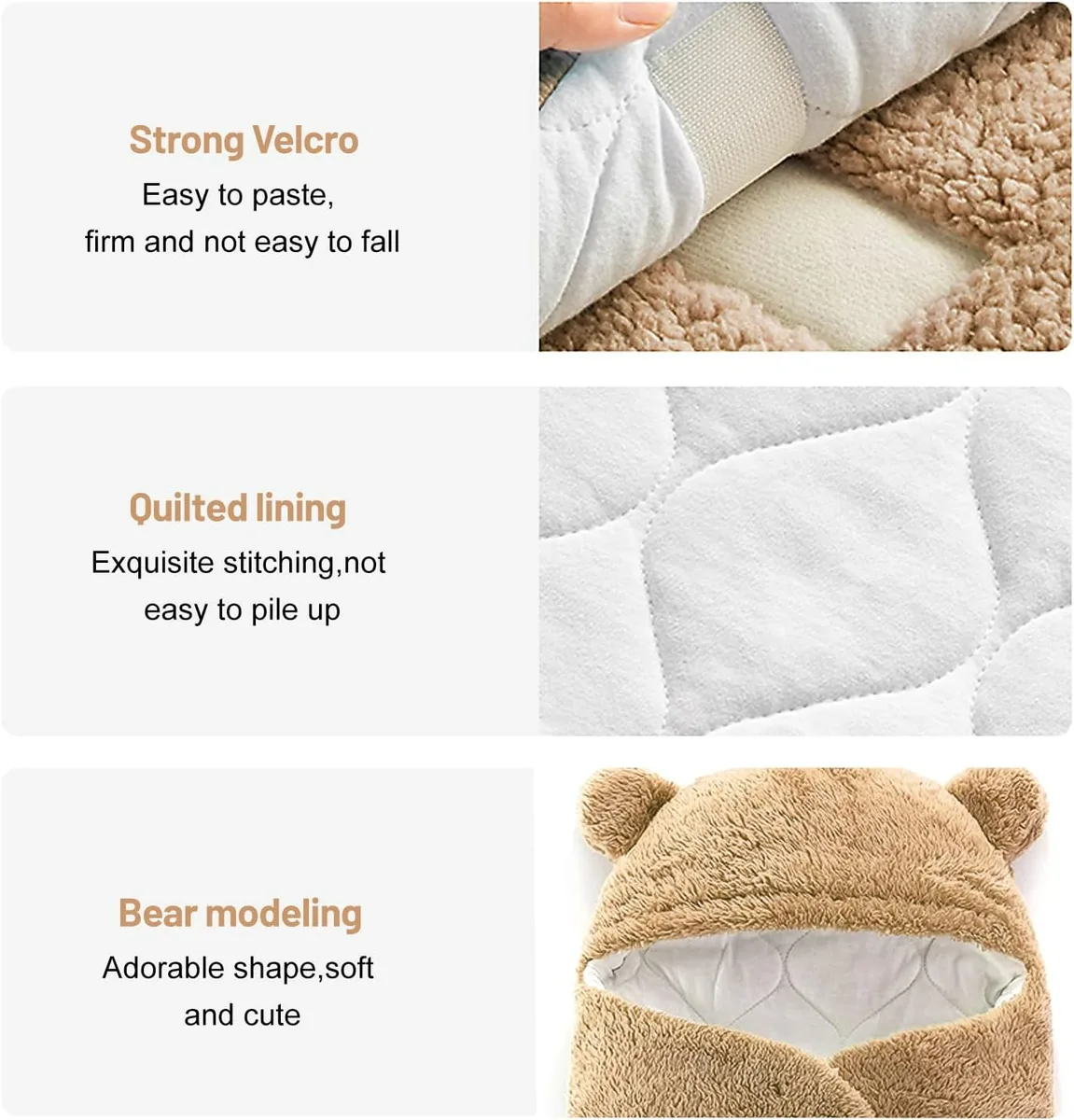 Baby Blanket with Hood – Cozy & Adjustable Swaddle for 0-6 Months - Grey — photo 2