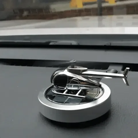Solar Powered Helicopter Car Air Freshener Rotating Aromatherapy Diffuser for Car, Home & Office - Red β photo 2