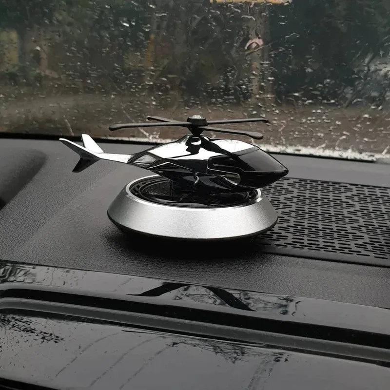 Solar Powered Helicopter Car Air Freshener Rotating Aromatherapy Diffuser for Car, Home & Office - Red β photo 8