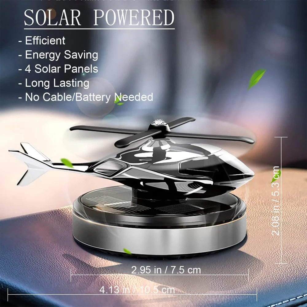 Solar Powered Helicopter Car Air Freshener Rotating Aromatherapy Diffuser for Car, Home & Office - Black — photo 5