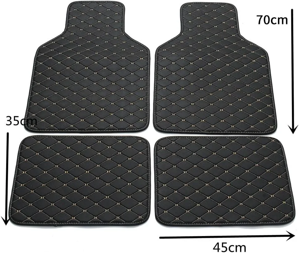 4pcs Leather Car Floor Mats - Camel and Beige line β photo 8