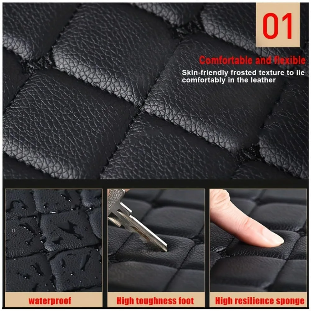 4pcs Leather Car Floor Mats - Black and Red line β photo 6