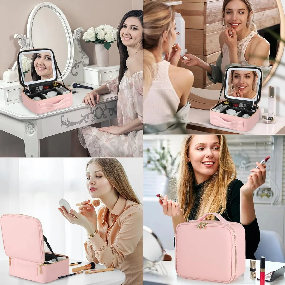 Adjustable Light Make up Bag with Mirror LED Light - Black — photo 4