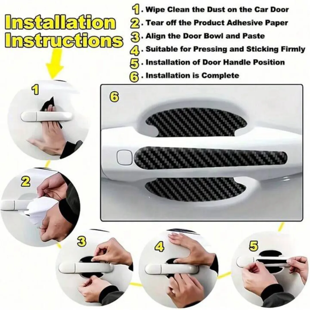 8PCS/SET Carbon Fiber Car Door Handle Protector Cover Inner Bowl Anti Scratch Sticker - Renault β photo 5