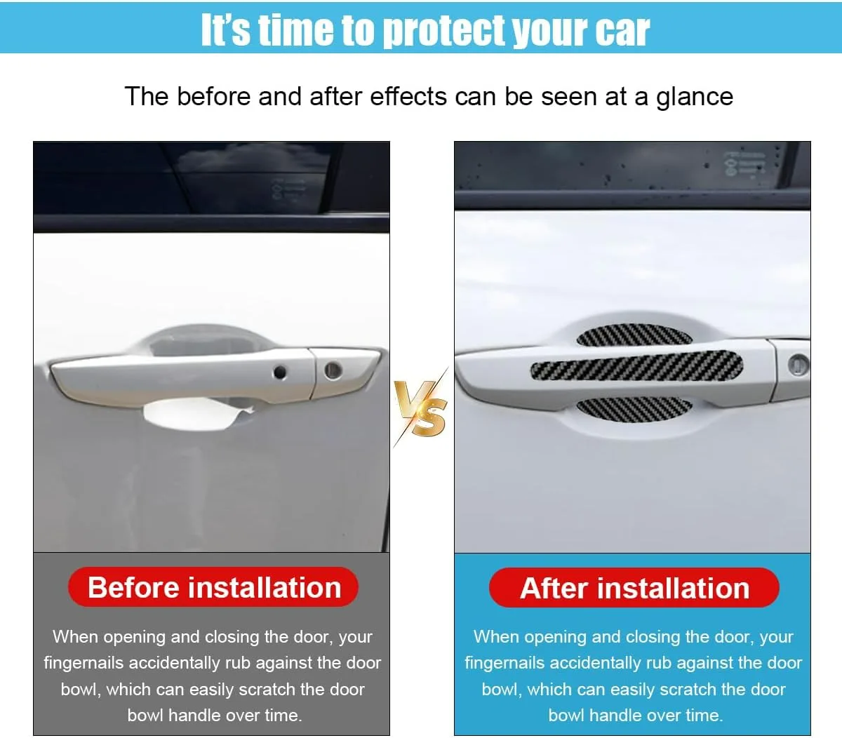 8PCS/SET Carbon Fiber Car Door Handle Protector Cover Inner Bowl Anti Scratch Sticker - Mini cooper — photo 6
