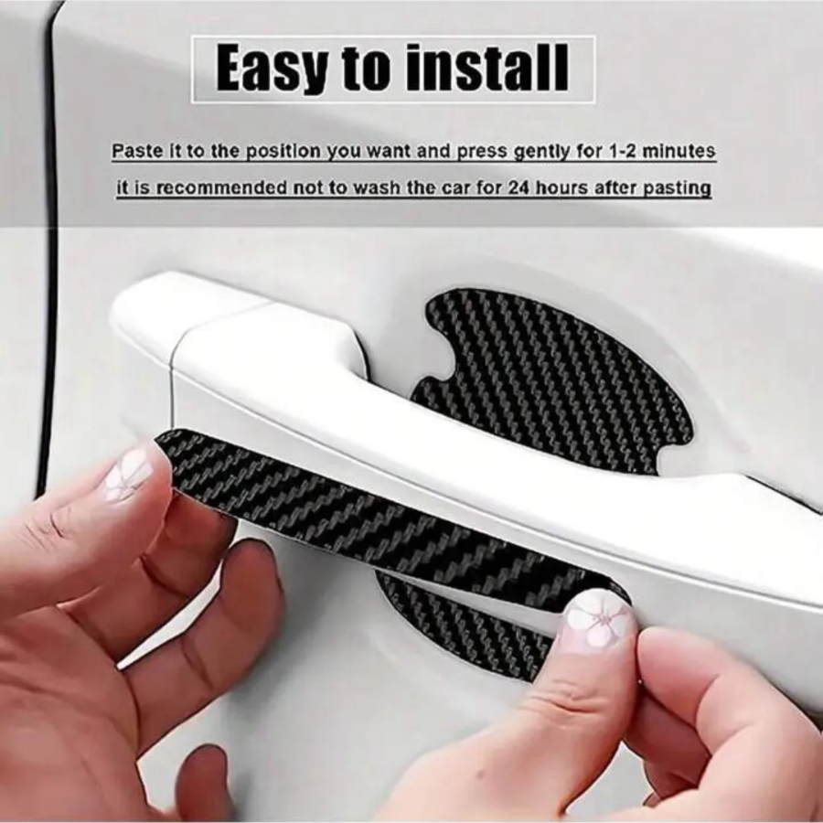 8PCS/SET Carbon Fiber Car Door Handle Protector Cover Inner Bowl Anti Scratch Sticker - Peugeot — photo 3