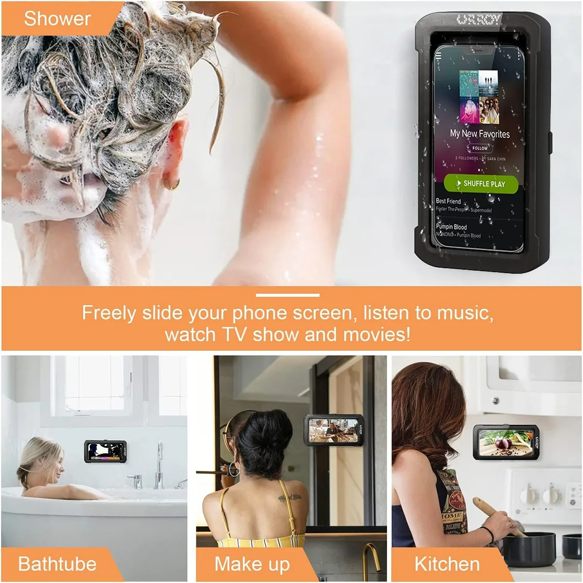 Shower Phone Holder [360° Rotation], Waterproof Wall Mount Shower Phone Case - Green — photo 6