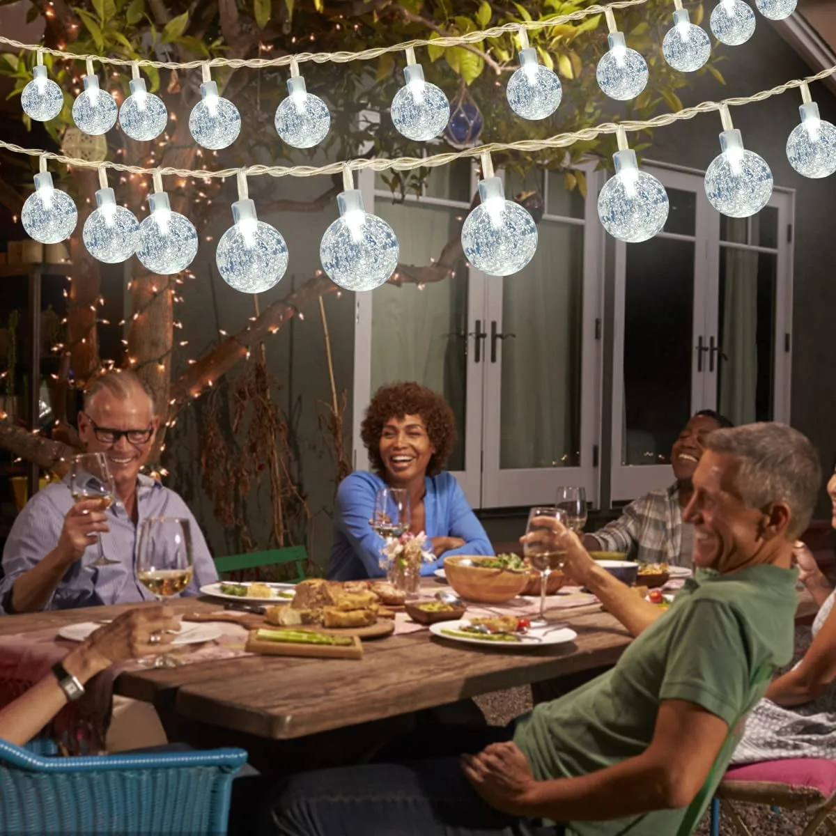 String Lights, 1 Pack Outdoor String Light 50 LED Waterproof Christmas - White light — photo 2