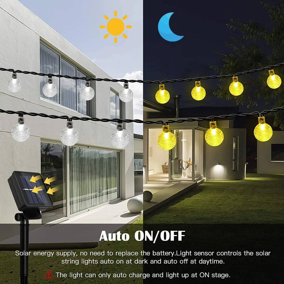 Solar String Lights, 1 Pack Outdoor String Light 50 LED 5 Meter Waterproof Solar Powered Christmas - White light β photo 3