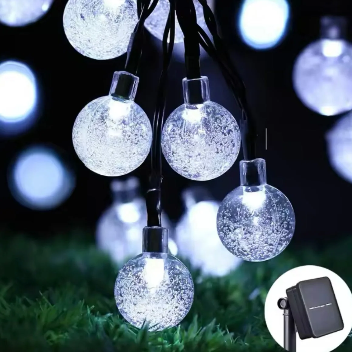Solar String Lights, 1 Pack Outdoor String Light 50 LED 5 Meter Waterproof Solar Powered Christmas - White light β photo 8
